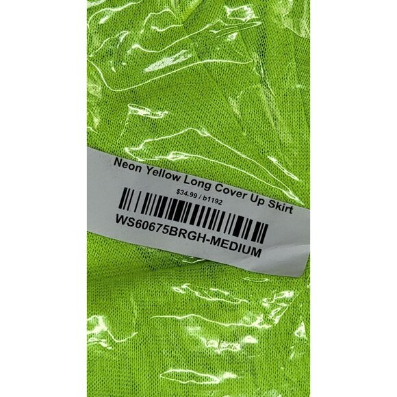 Long Cover Up Skirt Neon Yellow GeeGee Womens Med Swim Wear Polyester New - Picture 6 of 6